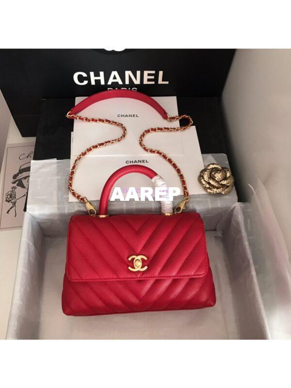 Replica Chanel Coco Grained Calfskin V Quilting Flap Bag 92991 Red