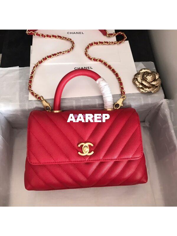 Replica Chanel Coco Grained Calfskin V Quilting Flap Bag 92991 Red 2