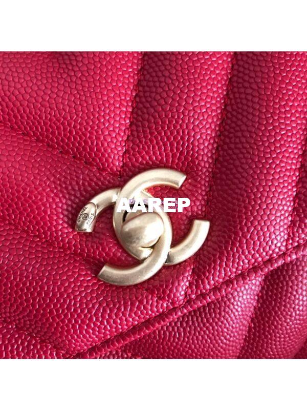 Replica Chanel Coco Grained Calfskin V Quilting Flap Bag 92991 Red 3