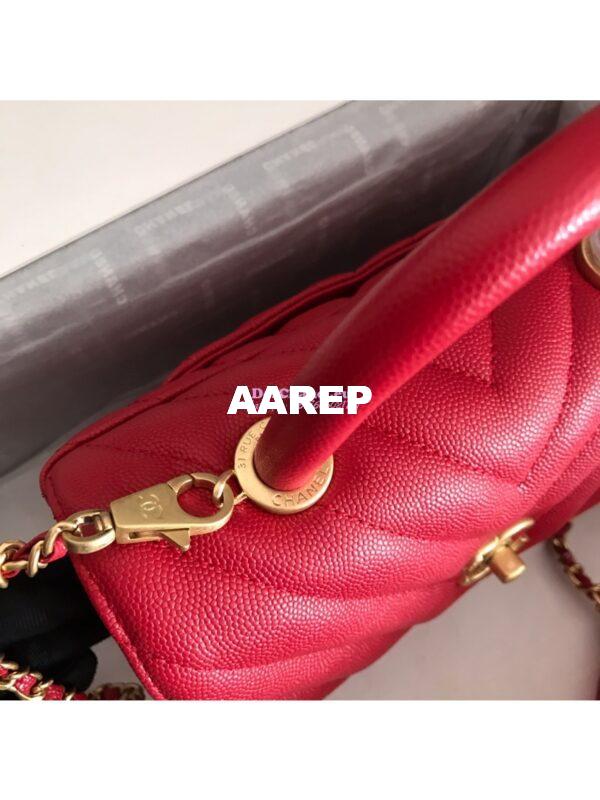 Replica Chanel Coco Grained Calfskin V Quilting Flap Bag 92991 Red 4