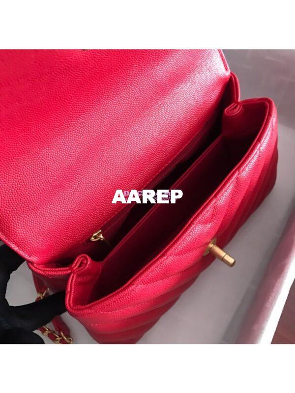 Replica Chanel Coco Grained Calfskin V Quilting Flap Bag 92991 Red 6