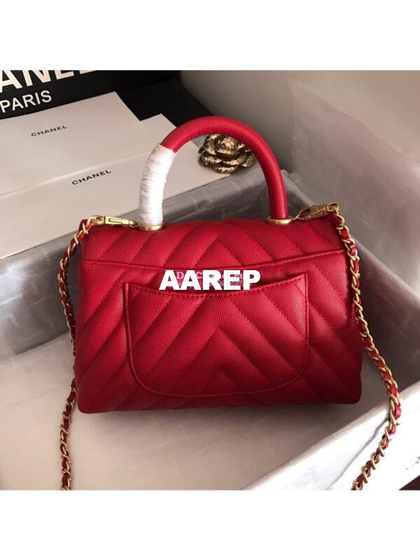 Replica Chanel Coco Grained Calfskin V Quilting Flap Bag 92991 Red 8