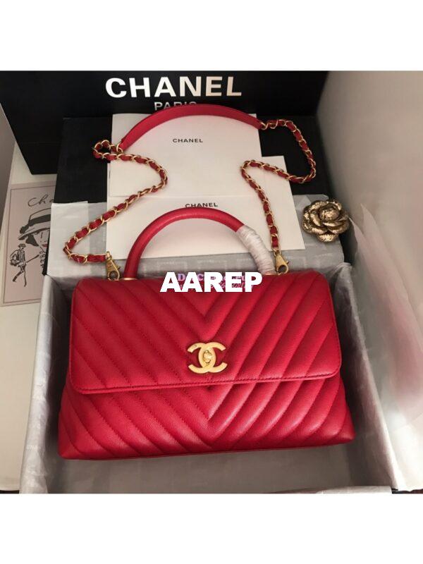 Replica Chanel Coco Grained Calfskin V Quilting Flap Bag 92991 Red 9