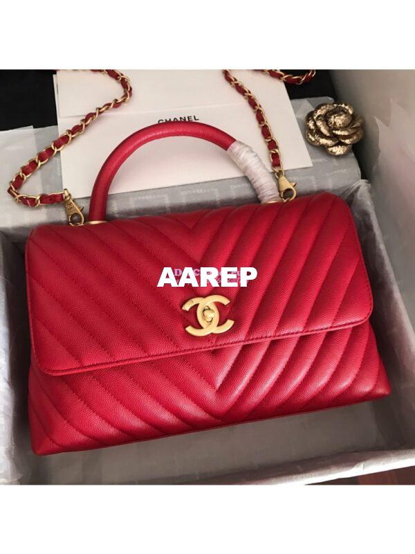 Replica Chanel Coco Grained Calfskin V Quilting Flap Bag 92991 Red 10