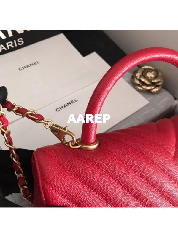 Replica Chanel Coco Grained Calfskin V Quilting Flap Bag 92991 Red 11