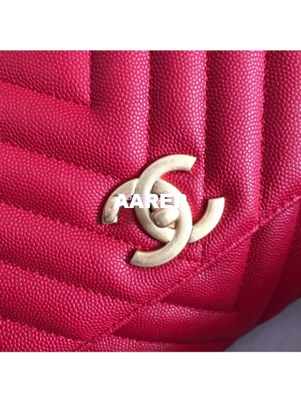 Replica Chanel Coco Grained Calfskin V Quilting Flap Bag 92991 Red 12