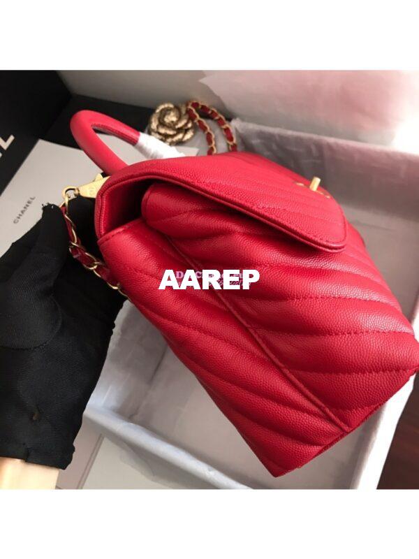 Replica Chanel Coco Grained Calfskin V Quilting Flap Bag 92991 Red 13