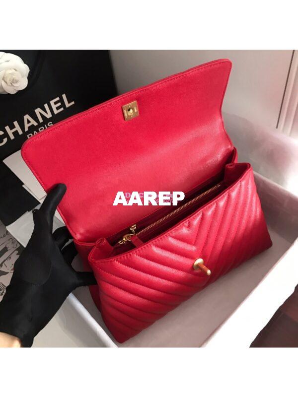 Replica Chanel Coco Grained Calfskin V Quilting Flap Bag 92991 Red 14