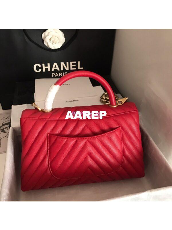 Replica Chanel Coco Grained Calfskin V Quilting Flap Bag 92991 Red 16