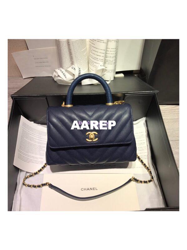 Replica Chanel Coco Grained Calfskin V Quilting Flap Bag 92991 Blue