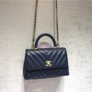 Replica Chanel Coco Grained Calfskin V Quilting Flap Bag 92991 Blue 2