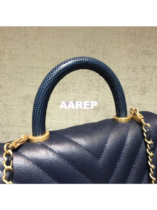 Replica Chanel Coco Grained Calfskin V Quilting Flap Bag 92991 Blue 4