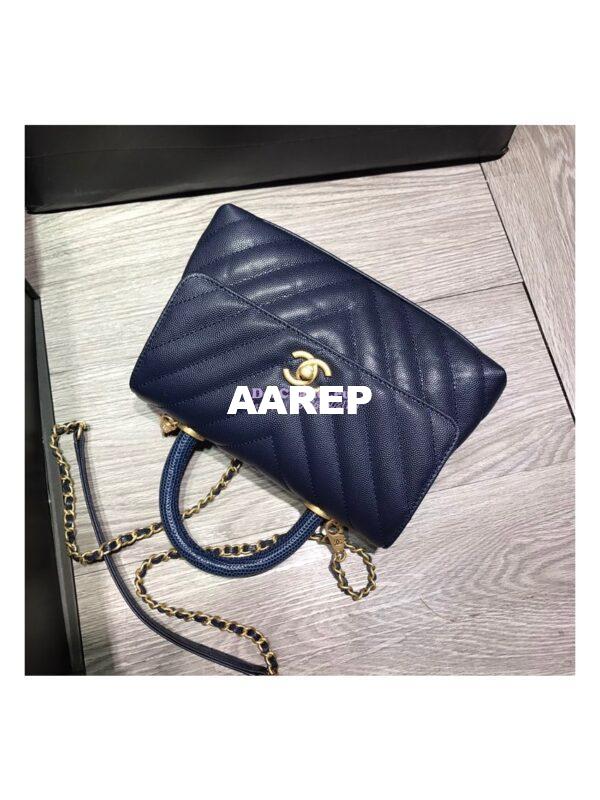 Replica Chanel Coco Grained Calfskin V Quilting Flap Bag 92991 Blue 5
