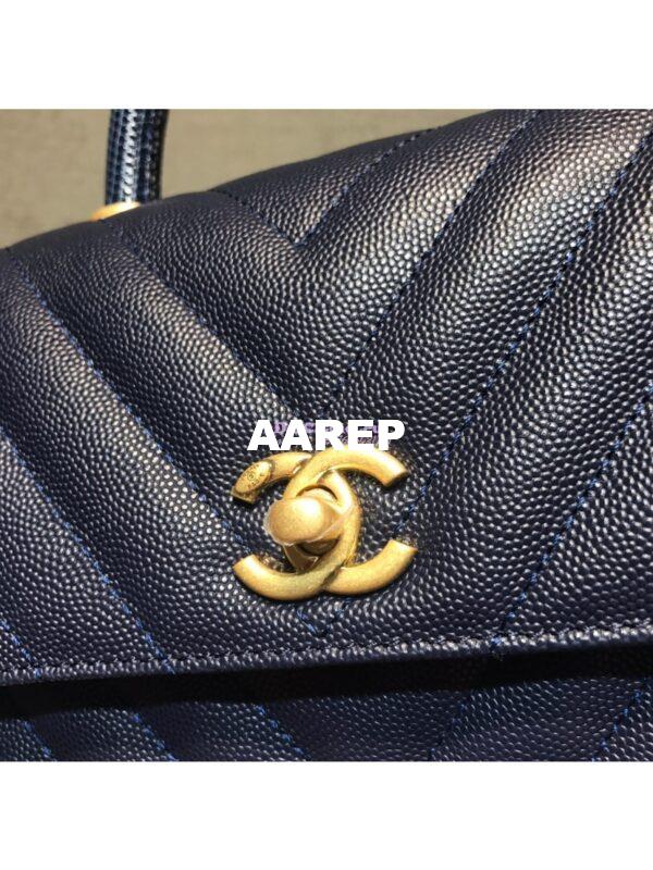 Replica Chanel Coco Grained Calfskin V Quilting Flap Bag 92991 Blue 6