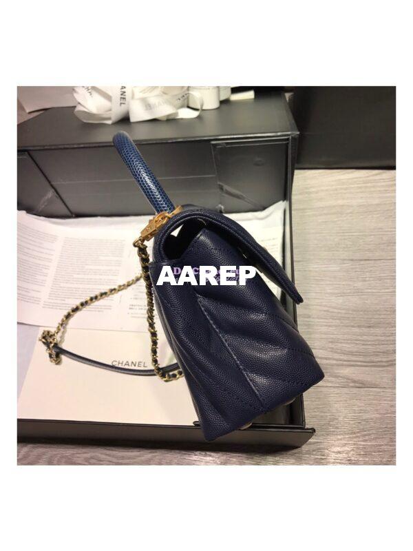 Replica Chanel Coco Grained Calfskin V Quilting Flap Bag 92991 Blue 7