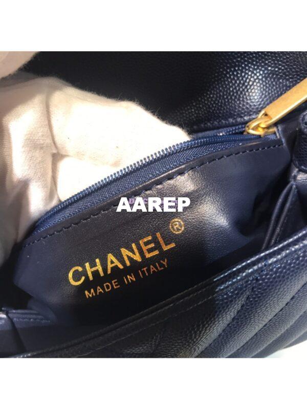 Replica Chanel Coco Grained Calfskin V Quilting Flap Bag 92991 Blue 9