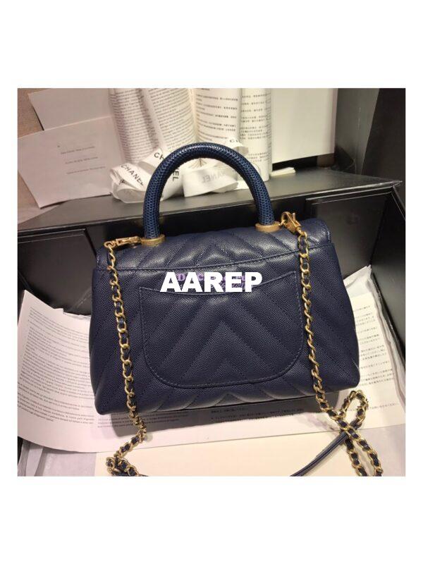 Replica Chanel Coco Grained Calfskin V Quilting Flap Bag 92991 Blue 10