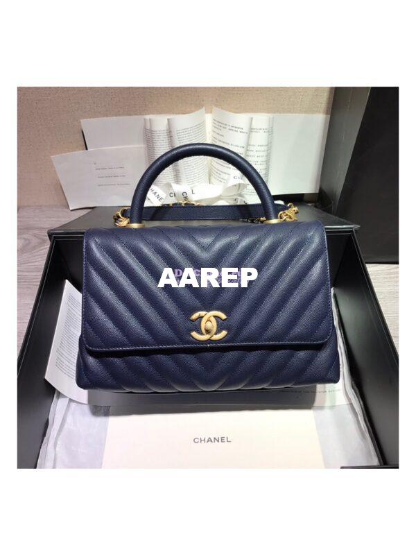 Replica Chanel Coco Grained Calfskin V Quilting Flap Bag 92991 Blue 11