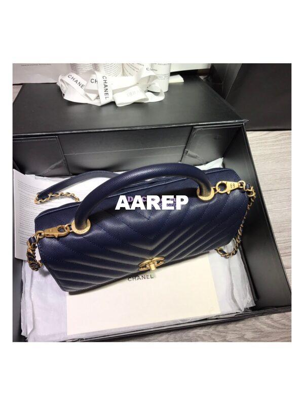 Replica Chanel Coco Grained Calfskin V Quilting Flap Bag 92991 Blue 15