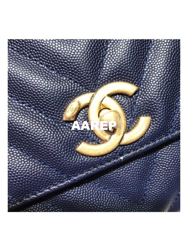 Replica Chanel Coco Grained Calfskin V Quilting Flap Bag 92991 Blue 16