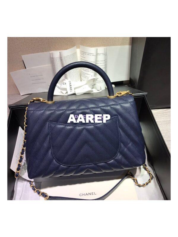 Replica Chanel Coco Grained Calfskin V Quilting Flap Bag 92991 Blue 19