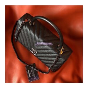 Replica Chanel Coco Grained Calfskin V Quilting Flap Bag 92991 So Black 2