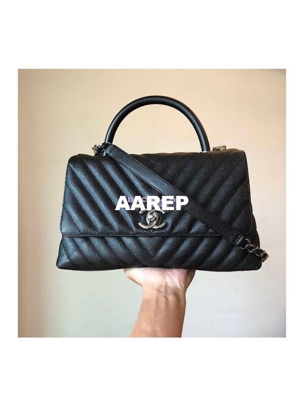 Replica Chanel Coco Grained Calfskin V Quilting Flap Bag 92991 So Black 3