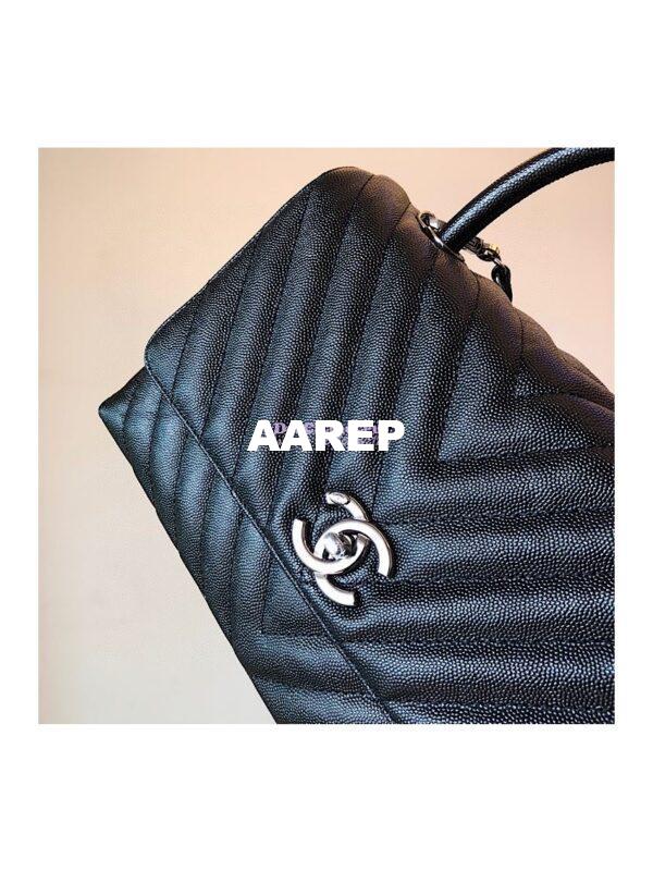 Replica Chanel Coco Grained Calfskin V Quilting Flap Bag 92991 So Black 4