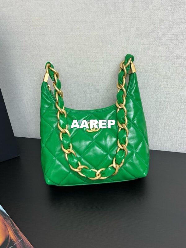Replica Chanel Small Hobo Bag Shiny Lambskin AS4922 Green 9