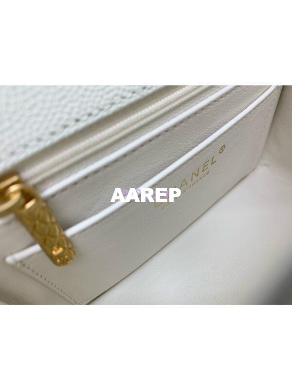 Replica Chanel 24A Mini Flap Bag With Top Handle Grained Calfskin AS4956 White Limited Edition 6