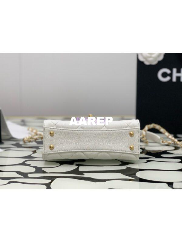 Replica Chanel 24A Mini Flap Bag With Top Handle Grained Calfskin AS4956 White Limited Edition 8