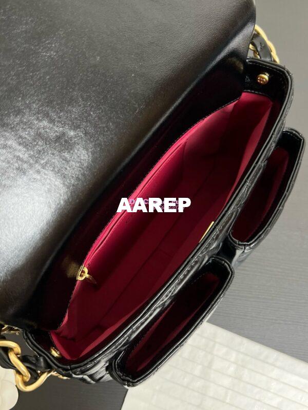 Replica Chanel 24A Double Pocket Messenger Bag in Shiny Lambskin AS4993 Limited Edition Black 8