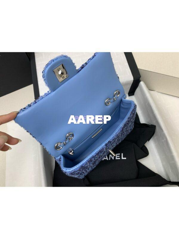 Replica Chanel 24SS Small Flap Bag AS4561 Sequins and Tweed Limited Edition Light Blue 10