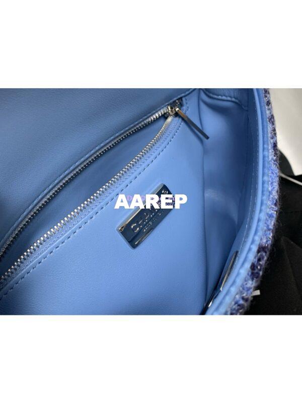 Replica Chanel 24SS Small Flap Bag AS4561 Sequins and Tweed Limited Edition Light Blue 11