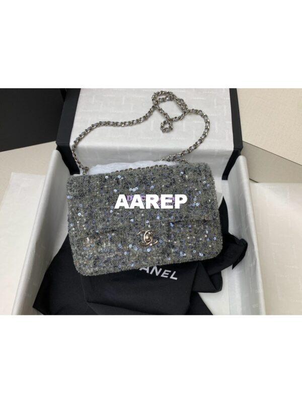 Replica Chanel 24SS Small Flap Bag AS4561 Sequins and Tweed Limited Edition Grey 3