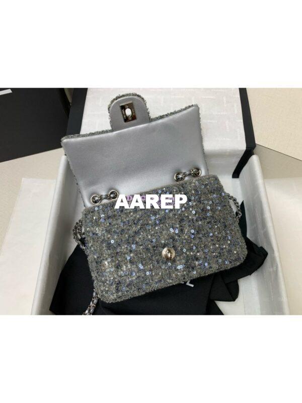 Replica Chanel 24SS Small Flap Bag AS4561 Sequins and Tweed Limited Edition Grey 5