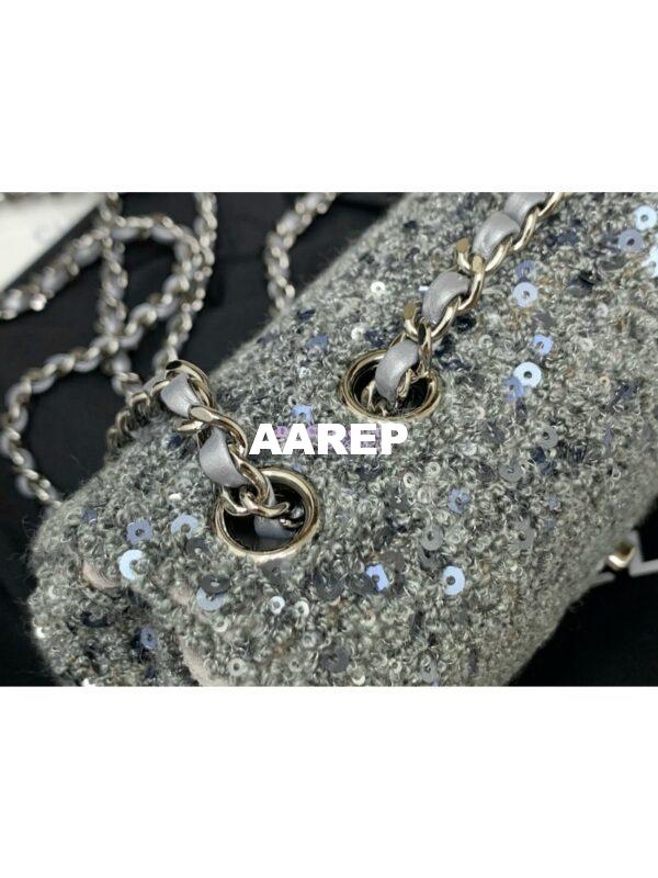 Replica Chanel 24SS Small Flap Bag AS4561 Sequins and Tweed Limited Edition Grey 9