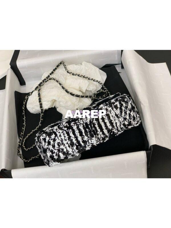 Replica Chanel 24SS Small Flap Bag AS4561 Sequins & CC Logo Limited Edition Black White 5
