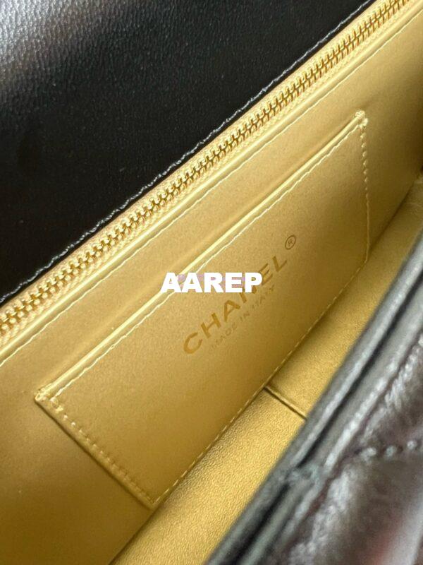 Replica Chanel Small Flap Bag Shiny Lambskin, Imitation Pearls AS5011 Black 6