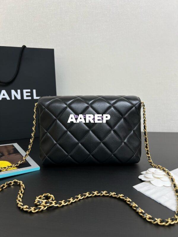 Replica Chanel Small Flap Bag Shiny Lambskin, Imitation Pearls AS5011 Black 8