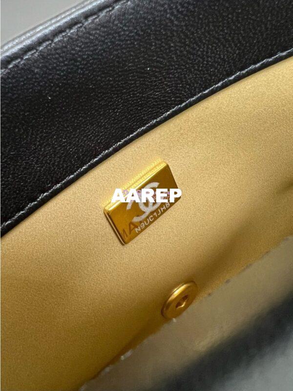 Replica Chanel Small Flap Bag Shiny Lambskin, Imitation Pearls AS5011 Black 11