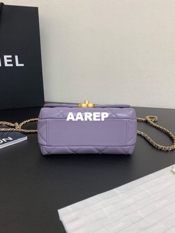 Replica Chanel Small Flap Bag Shiny Lambskin, Imitation Pearls AS5011 Light Purple 3
