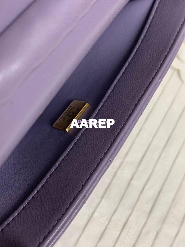 Replica Chanel Small Flap Bag Shiny Lambskin, Imitation Pearls AS5011 Light Purple 9