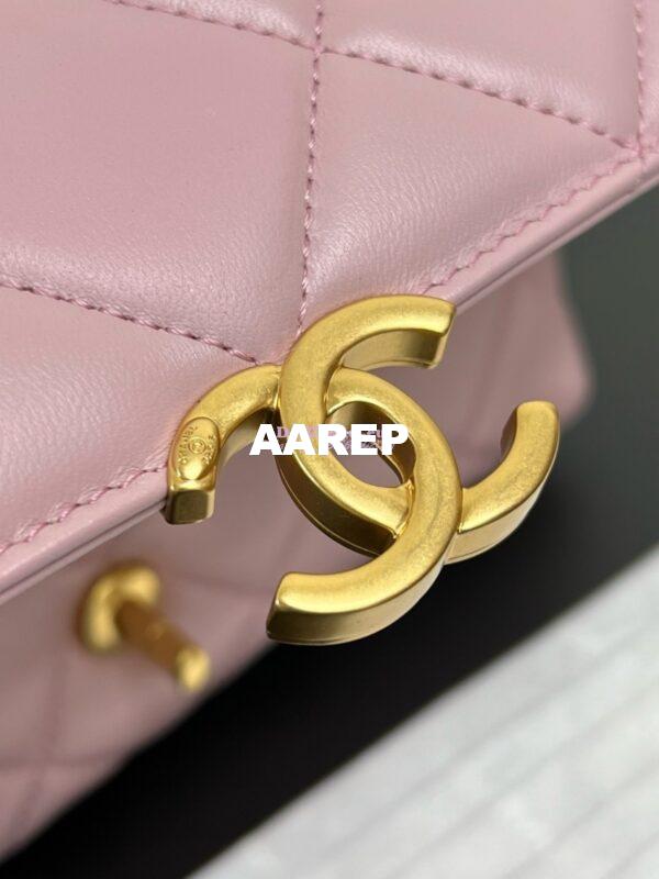 Replica Chanel Small Flap Bag Shiny Lambskin, Imitation Pearls AS5011 Light Pink 2