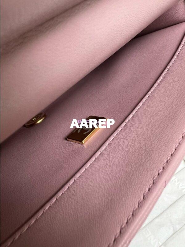 Replica Chanel Small Flap Bag Shiny Lambskin, Imitation Pearls AS5011 Light Pink 5