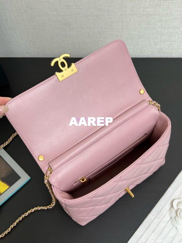 Replica Chanel Small Flap Bag Shiny Lambskin, Imitation Pearls AS5011 Light Pink 7