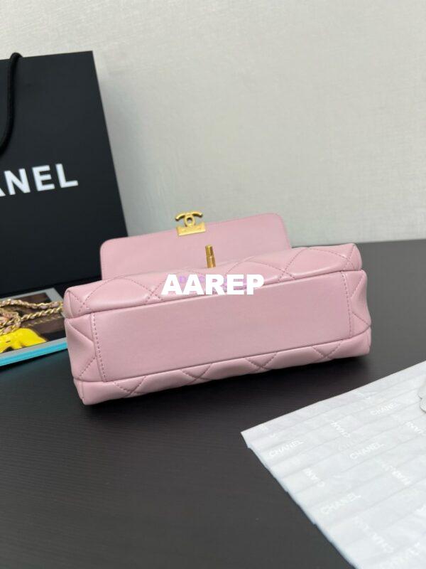 Replica Chanel Small Flap Bag Shiny Lambskin, Imitation Pearls AS5011 Light Pink 9