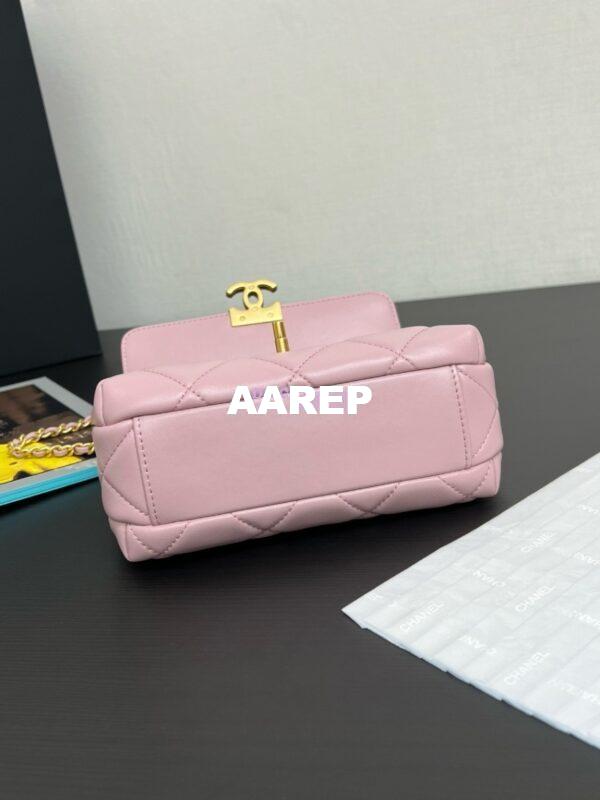 Replica Chanel Mini Flap Bag Shiny Lambskin, Imitation Pearls AS4986 Light Pink 7
