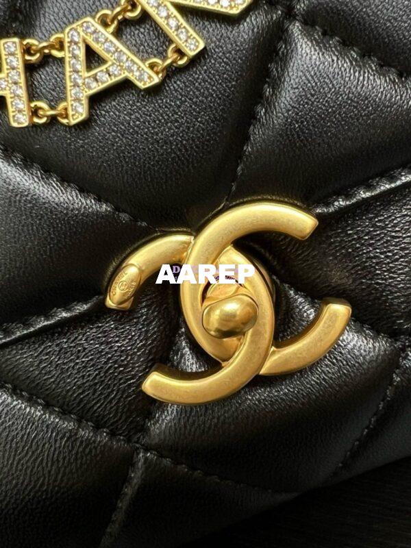 Replica Chanel Mini Flap Bag Shiny Lambskin, Imitation Pearls AS4986 Black 2