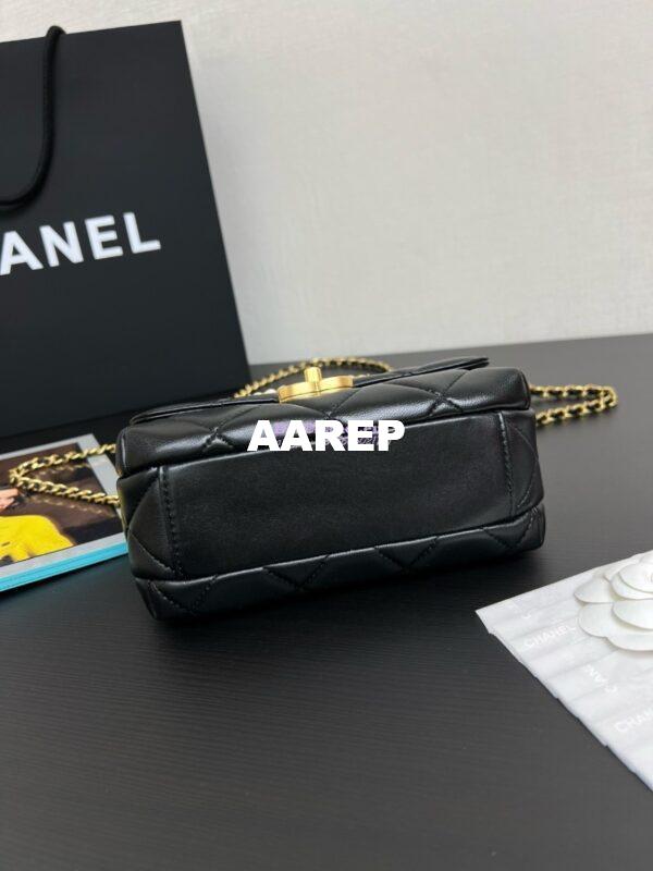 Replica Chanel Mini Flap Bag Shiny Lambskin, Imitation Pearls AS4986 Black 7